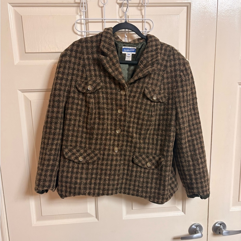VTG 90s PLUS Wool Blend Plaid Blazer Jacker Boho Lagenlook
